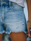 Fashion Black High-waisted Denim Shorts With Ripped Holes