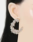 Fashion White Alloy Diamond C-shaped Earrings