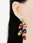 Fashion Color Alloy Diamond Geometric Leaf Earrings