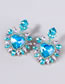 Fashion Blue Alloy Inlaid Heart Diamond Geometric Stud Earrings