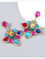 Fashion Color Alloy Inlaid Geometric Diamond Earrings