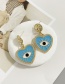 Fashion Blue Alloy Drop Oil Love Eye Stud Earrings