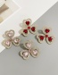 Fashion Pink Alloy Diamond Heart Stud Earrings