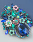 Fashion Blue Alloy Diamond Floral Brooch