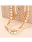 Fashion Gold And White Alloy Pearl Gold Beaded Multilayer Necklace