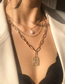 Fashion Gold Alloy Embossed Face Multilayer Necklace