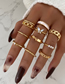 Fashion 1# Alloy Diamond Butterfly Geometric Ring Set