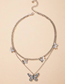 Fashion Silver Alloy Butterfly Double Layer Necklace