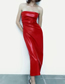 Fashion Red Faux Leather Pleated Dress