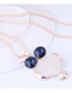 Fashion Rose Gold+blue Owl Pendant Decorated Long Necklace