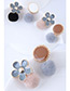 Fashion Black+gray Flower Shape Decorated Pom Earrings