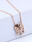 Fashion Rose Gold Longevity Lock Shape Decorated Hollow Out Necklace