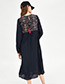 Fashion Navy Embroidery Flower Shape Decorated Dress