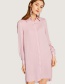 Fashion Pink Pure Color Design Long Sleeves Long Shirt