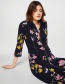 Fashion Navy Flowers Pattern Decorated Long Sleeves Dress