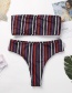 Fashion Black Stripe Pattern Decorated Strapless Bikini