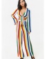 Fashion Multi-color Stripe Pattern Decorated Wide-legs Pants