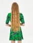 Fashion Green Cashew Pattern Decorated Round Neckline Dress