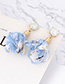 Fashion Blue Diamond&flowers Decorated Earrings