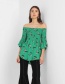 Fashion Green Off-the-shoulder Design Blouse