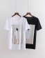 Fashion White Round Neckline Design Simple T-shirt
