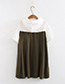 Fashion White+olive Green Letter Pattern Decorated Dress