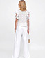 Fashion White Hollow Out Design Pure Color Shirt