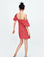 Fashion Red Spot Pattern Decorated V Neckline Dress