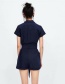 Fashion Navy Button Decorated Jumpsuit