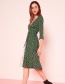 Fashion Green V Neckline Design Spot Pattern Dress