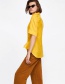 Fashion Yellow V Neckline Decorated Pure Color Shirt
