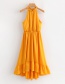 Fashion Yellow Pure Color Decorated 0ff-the-shoulder Dress