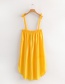 Fashion Yellow Pure Color Decorated Suspender Dress