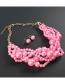 Elegant Pink Pearls Decorated Pure Color Jewelry Sets
