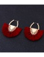 Fashion Black Tassel Decorated Semicircle Shape Earrings