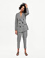 Fashion Gray Grids Pattern Decorated Pants