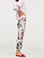 Fashion White Flower Pattern Decorated Pants