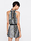 Fashion Black V Neckline Design Leopard Pattern Jumpsuit