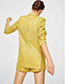 Fashion Yellow Pure Color Decorated Coat