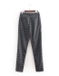 Fashion Gray Grids Pattern Decorated Long Pants
