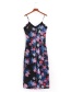 Fashion Multi-color Flower Pattern Decorated Suspender Dress