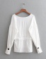 Fashion White Pure Color Decorated Blouse