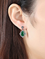 Fashion Black+green Oval Shape Decorated Earrings