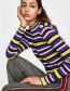 Elegant Multi-color Stripe Pattern Decorated Sweater