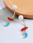 Fashion Red+blue Lips Shape Decorated Earrings