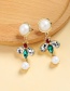 Fashion Green Diamond&pearl Decorated Earrings