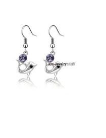 Imitation pale pinkish purple violet Purple Earrings Alloy Crystal Earrings