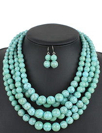 Bohemia Green Pure Color Decorated Multi-layer Jewelry Sets