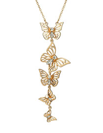 Fashion Gold Color Butterfly Shape Decorated Long Necklace
