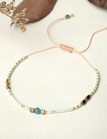 Fashion Sky Blue Rice Beads Hand Woven Iron Gall Semi-precious Stone Bracelet